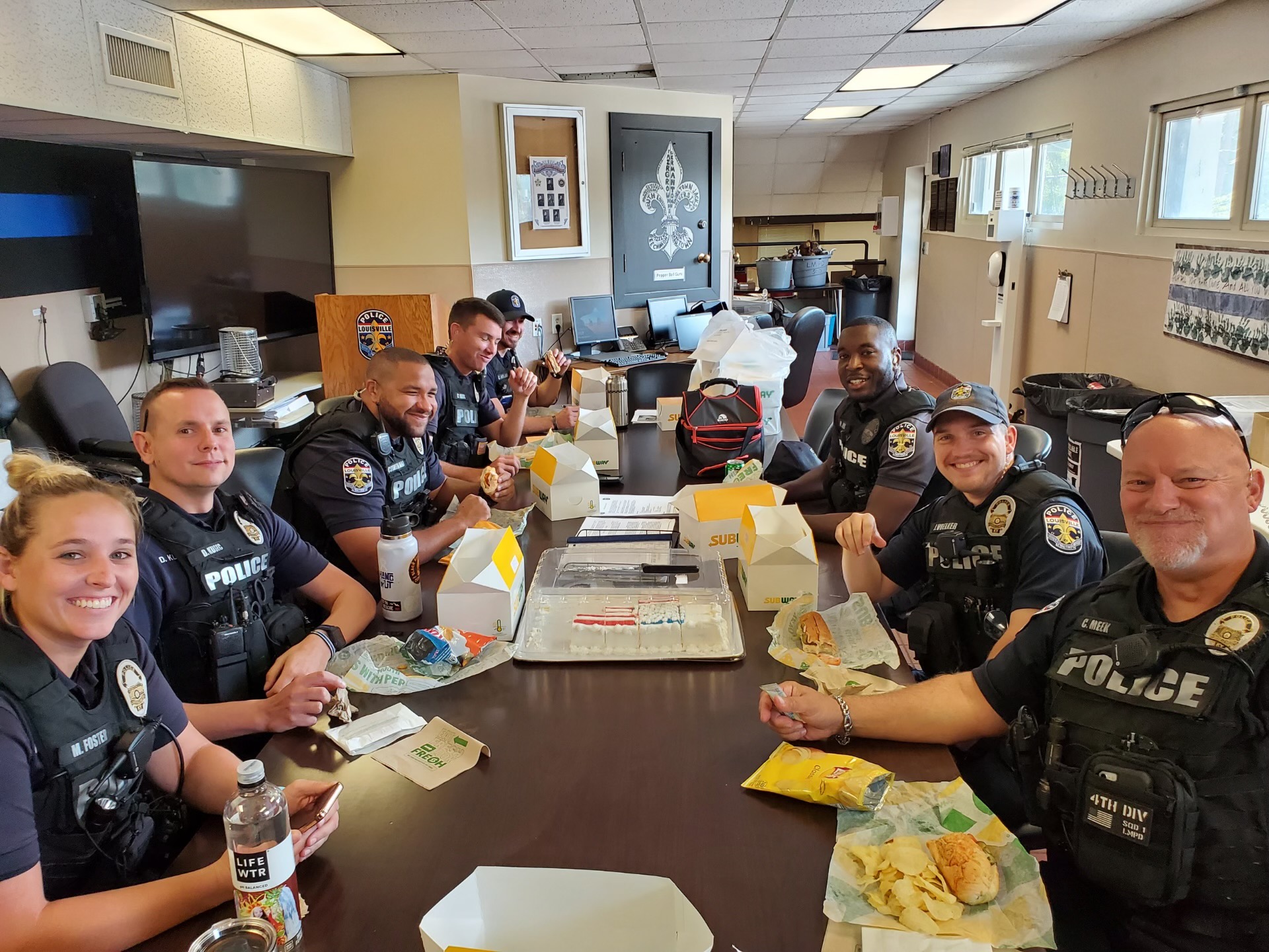 First responders enjoying their lunch