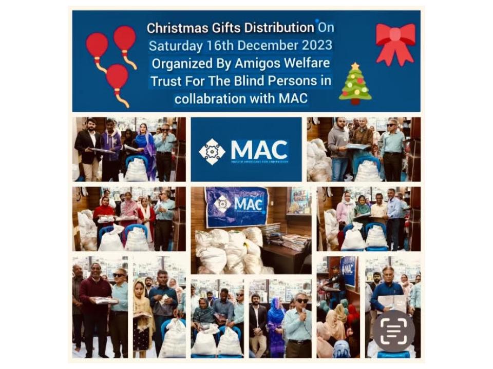 MAC with Amigos Welfare Trust Distributed Christmas Gifts in Pakistan